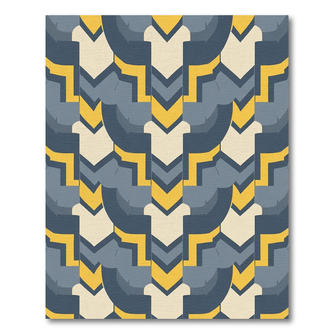 Modern Navy Yellow Accordion Rug