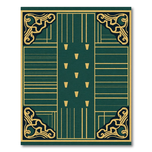 Deep Emerald Geometric Scroll Element Rug