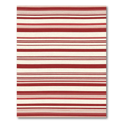Classic Burlap Stripe Red Area Rug