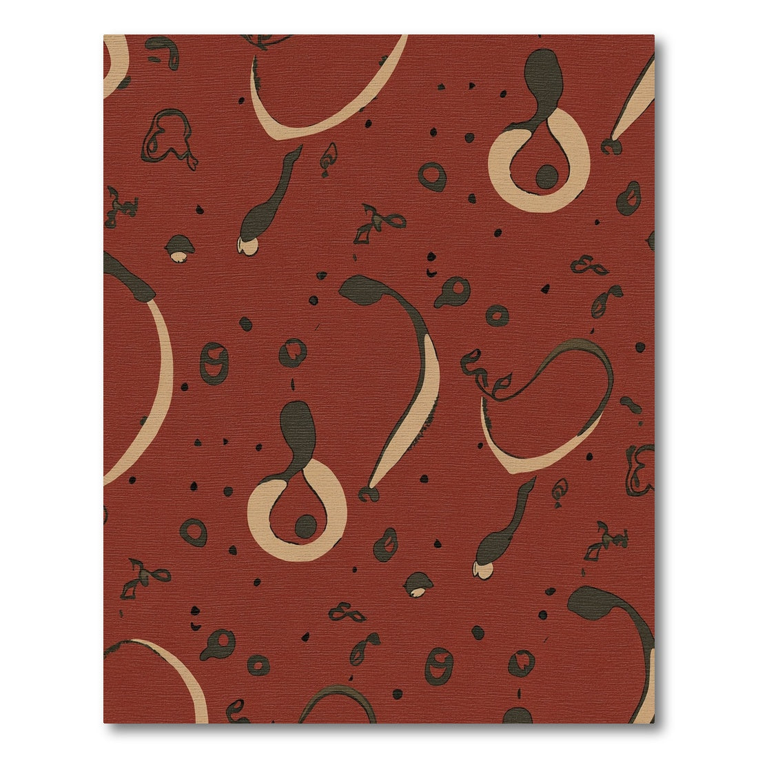 Abstract Crimson Swirls Scattered Dots Rug