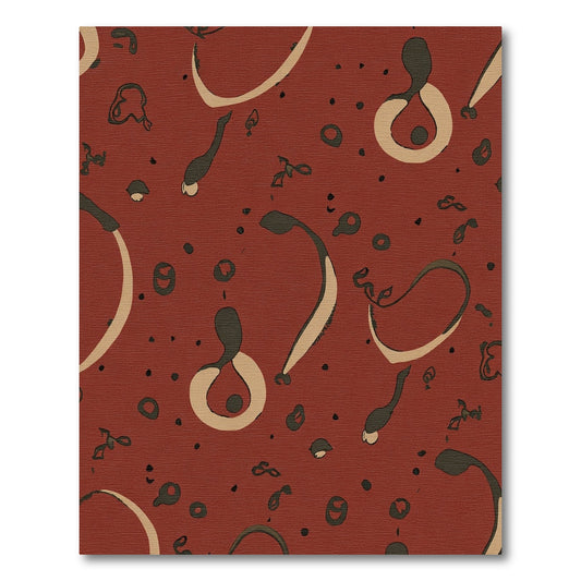 Abstract Crimson Swirls Scattered Dots Rug