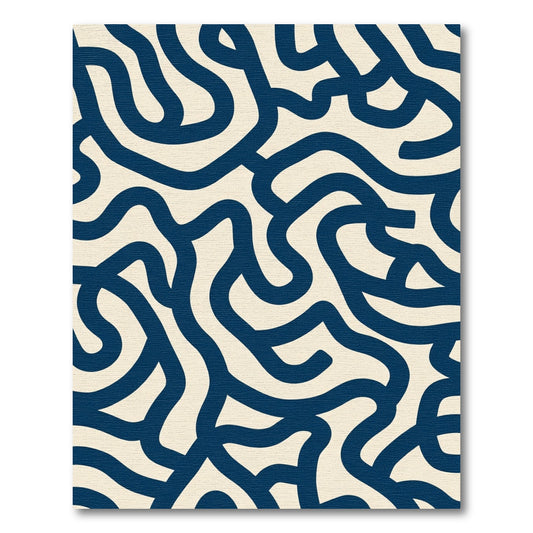 Navy Cream Organic Swirl Rug