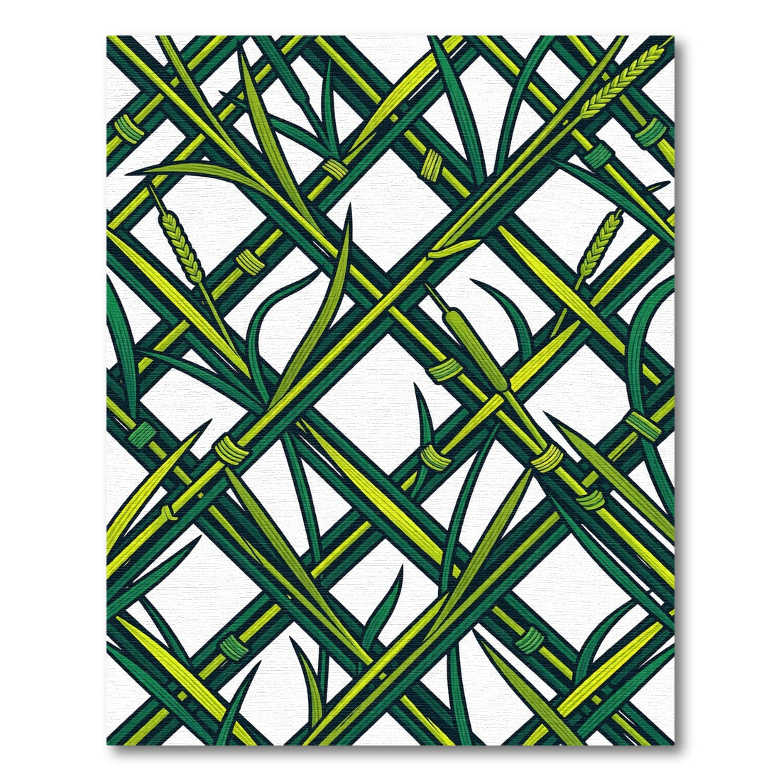 Green Reed Lattice Abstract Rug