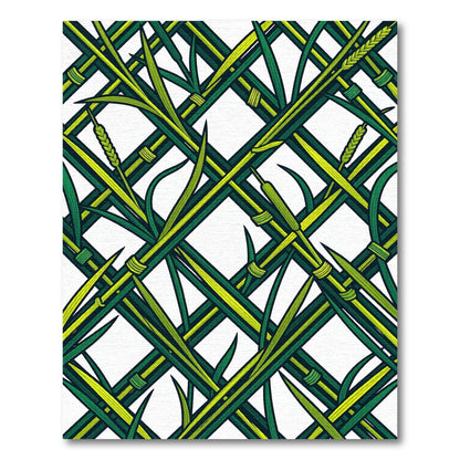 Green Reed Lattice Abstract Rug