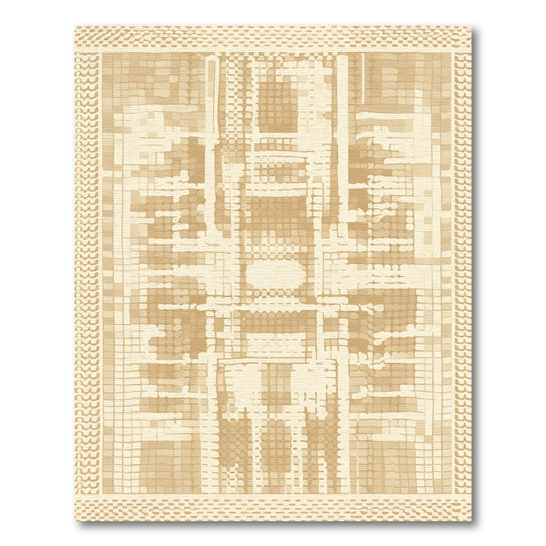 Neutral Tonal Geometric Abstract Brick Rug
