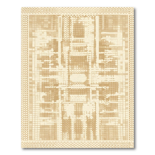 Neutral Tonal Geometric Abstract Brick Rug