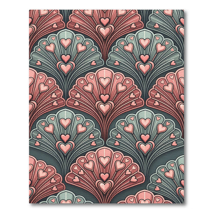 Art Deco Pink Heart Fan Rug