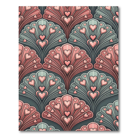 Art Deco Pink Heart Fan Rug