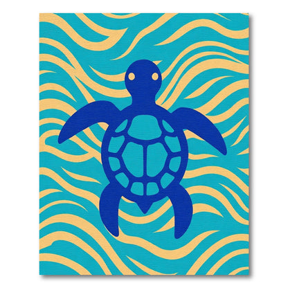 Deep Blue Turtle Ocean Waves Rug