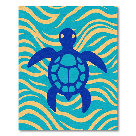 Deep Blue Turtle Ocean Waves Rug