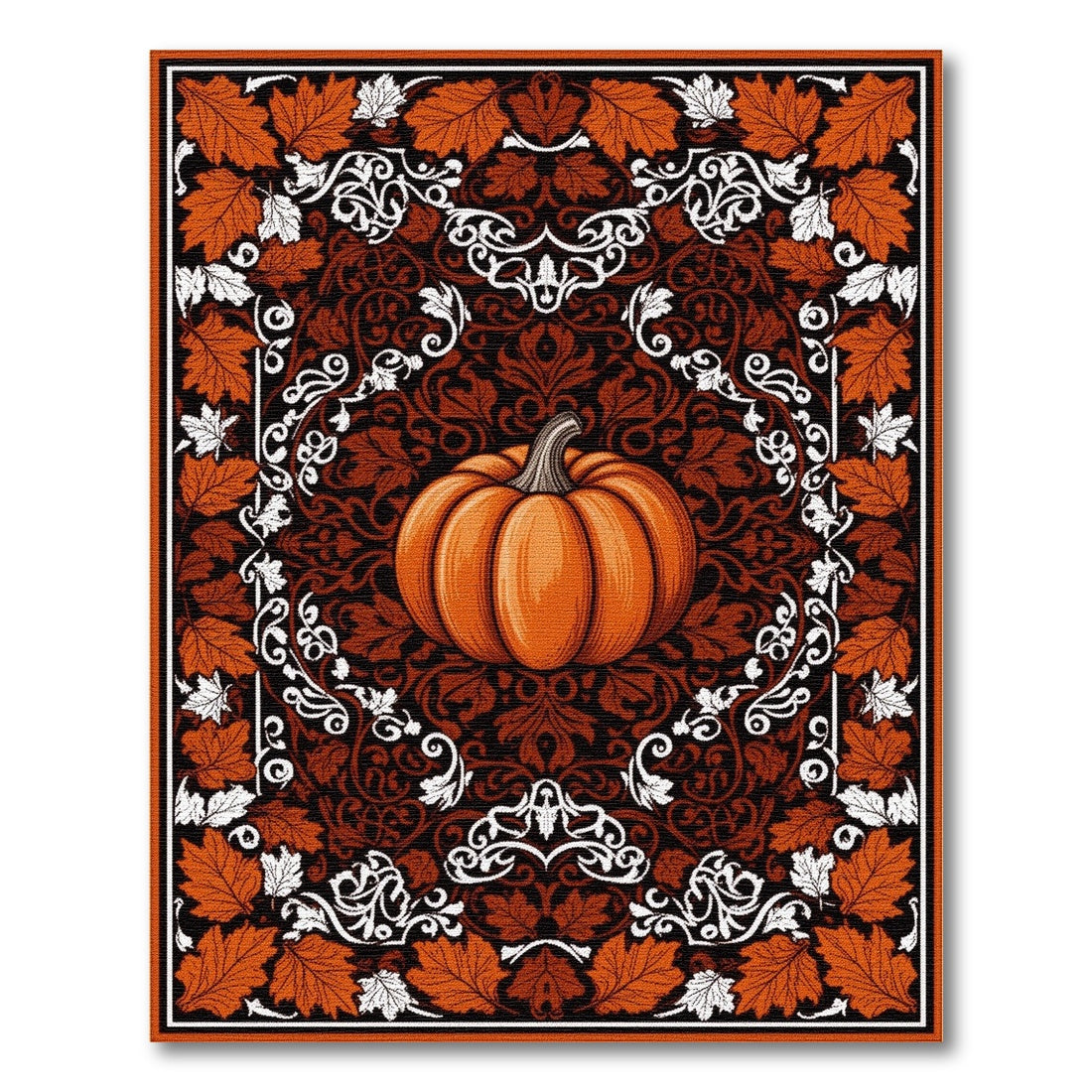Rustic Farmhouse Orange Pumpkin Fall Area Rug