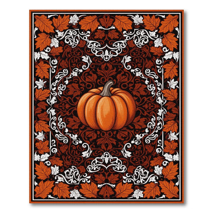 Rustic Farmhouse Orange Pumpkin Fall Area Rug