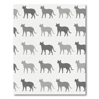 Gray Feline Collection Grid Rug
