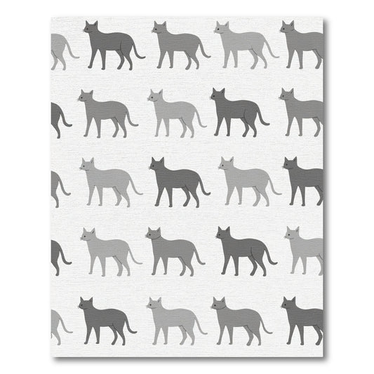 Gray Feline Collection Grid Rug