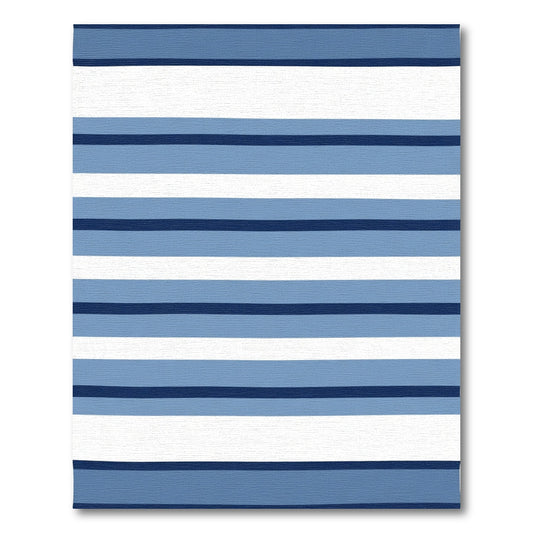 Coastal Blue Striped Comfort Runner Rug