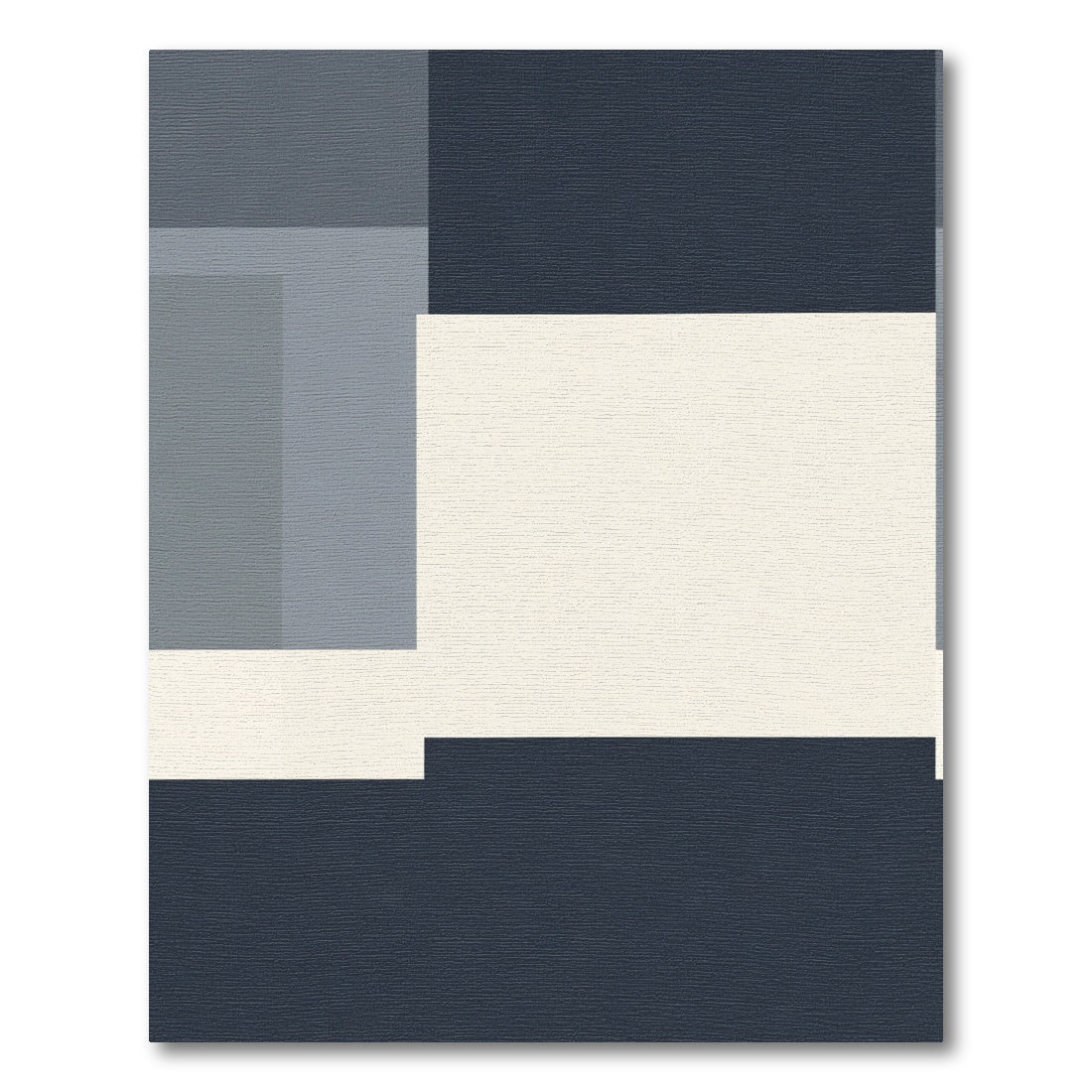 Modern Geometric Blocks Navy Ivory Rug