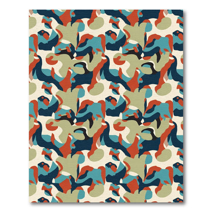 Abstract Organic Teal Orange Navy Rug