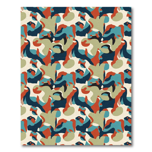 Abstract Organic Teal Orange Navy Rug