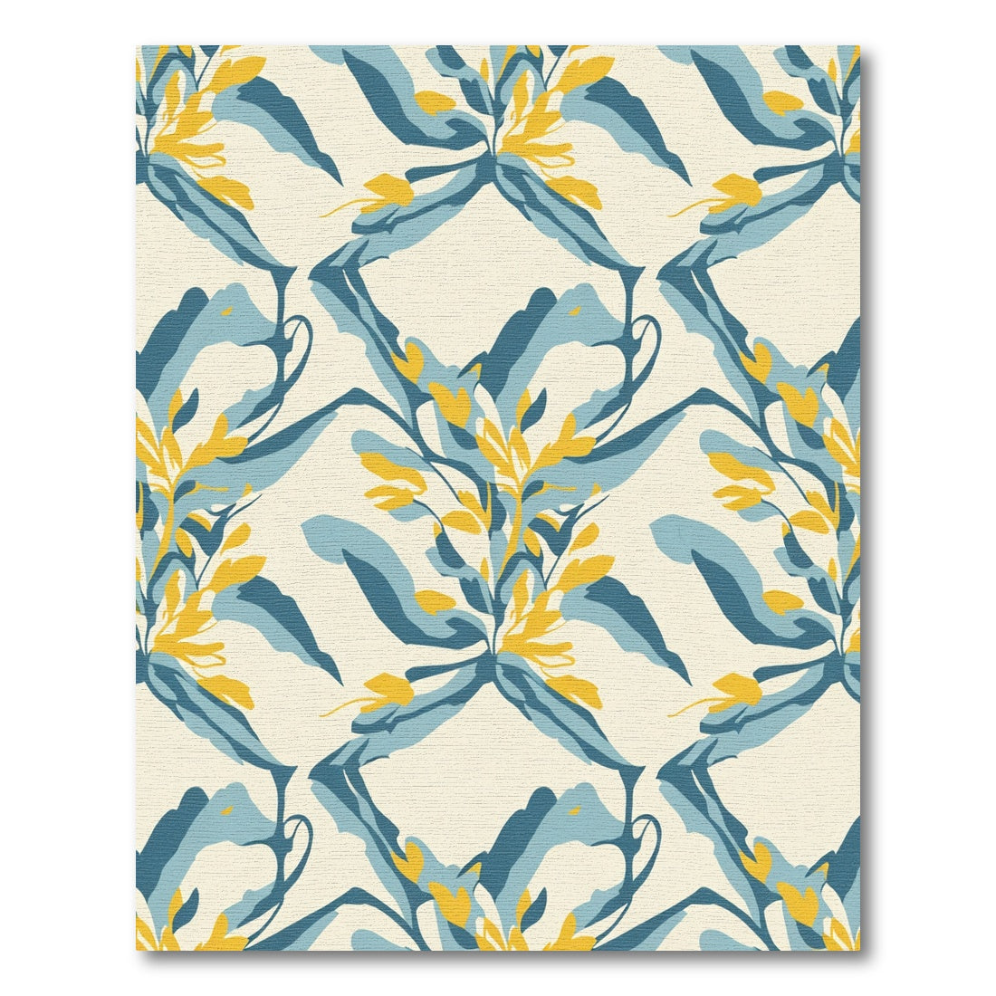 Blue Yellow Floral Abstract Meadow Rug