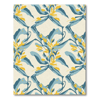 Blue Yellow Floral Abstract Meadow Rug