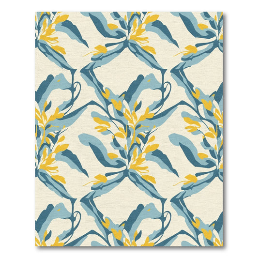 Blue Yellow Floral Abstract Meadow Rug