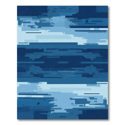 Abstract Midnight Blue Geometric Lines Rug