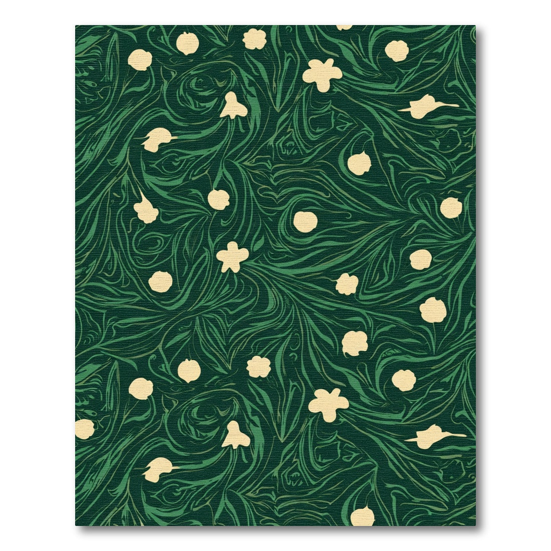 Emerald Green Cream Floral Swirl Rug
