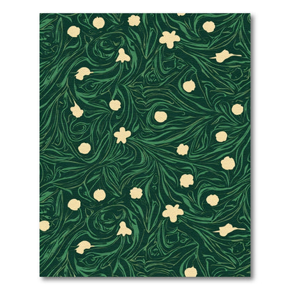 Emerald Green Cream Floral Swirl Rug