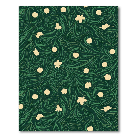 Emerald Green Cream Floral Swirl Rug