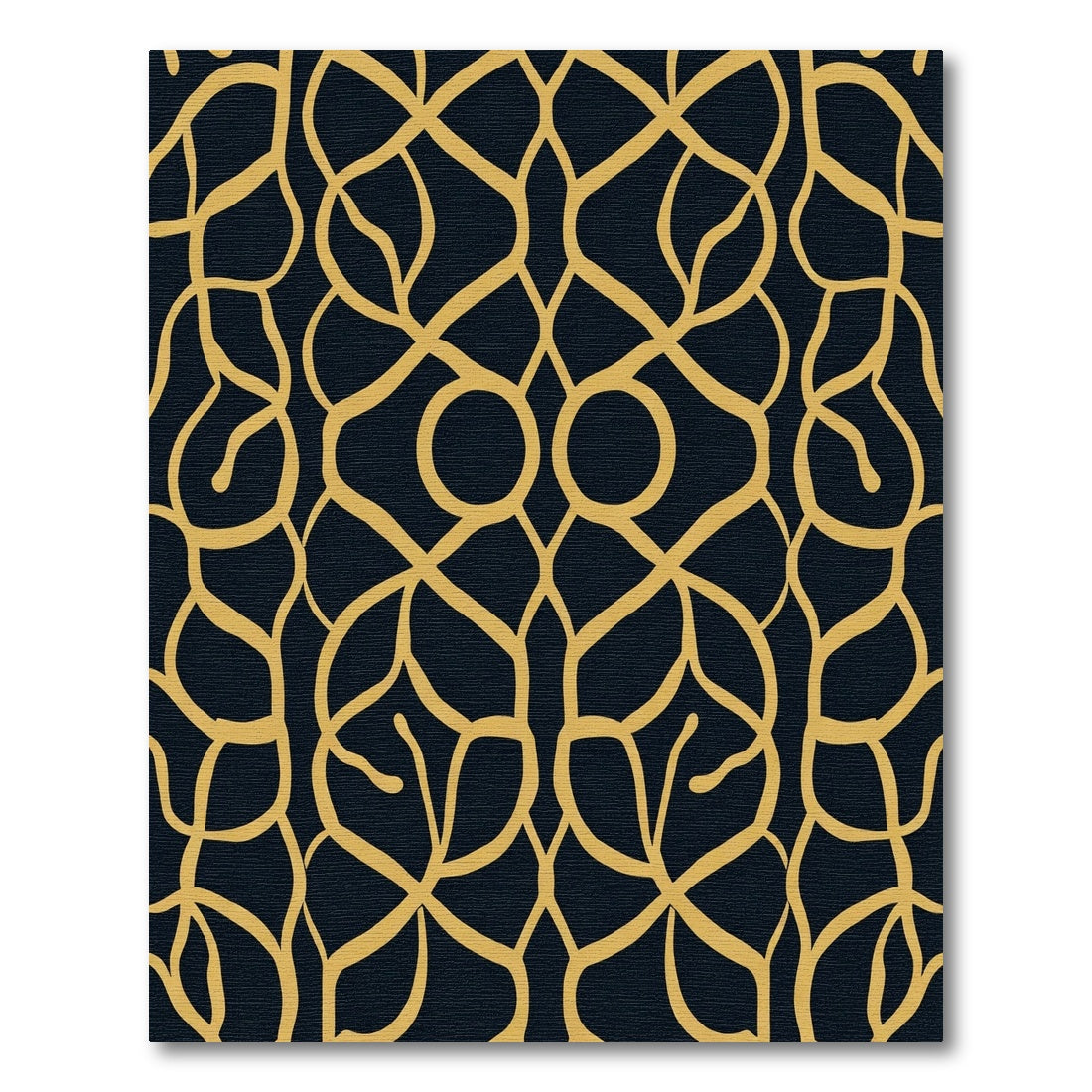 Golden Interlocking Vine Lattice Rug