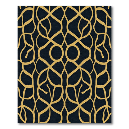 Golden Interlocking Vine Lattice Rug