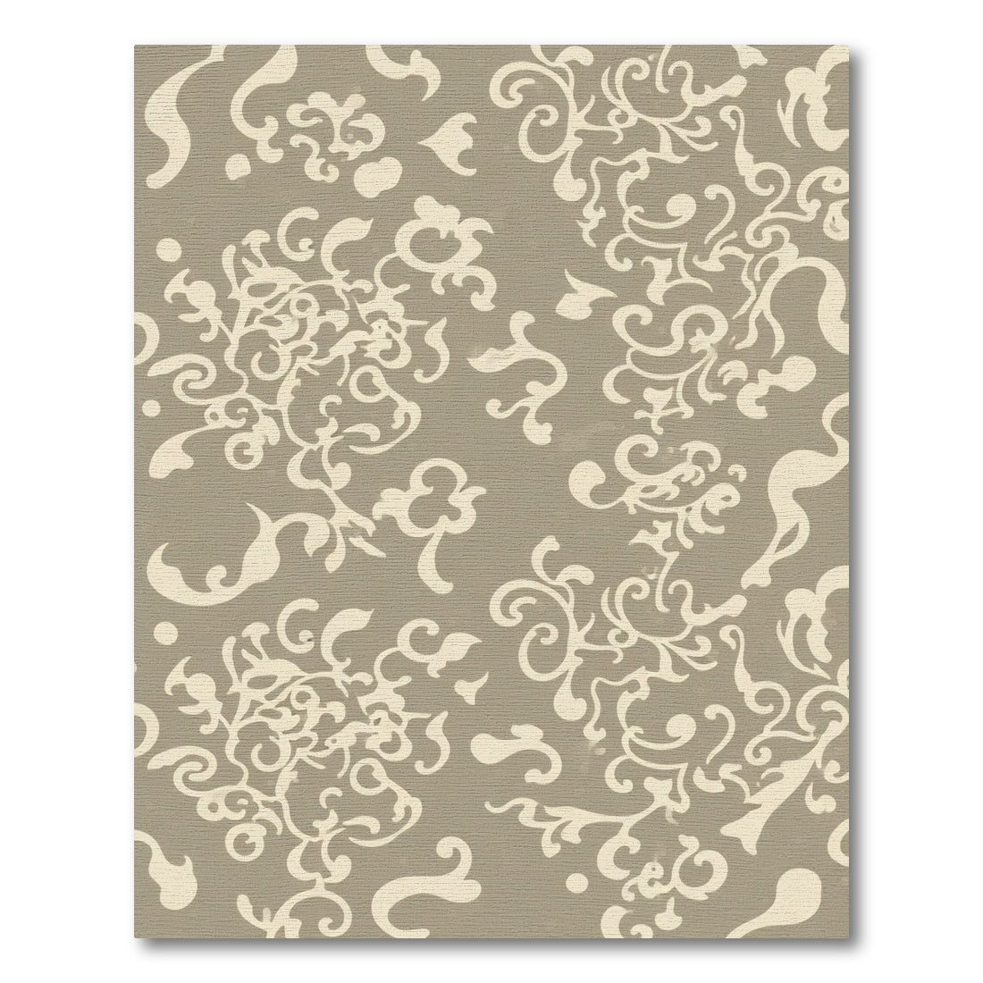 Cream Abstract Floral Swirl Rug