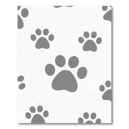 Gray Paw Prints All Over Rug