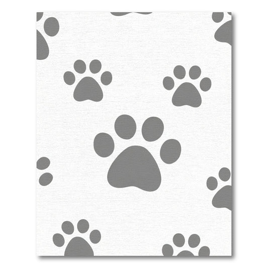 Gray Paw Prints All Over Rug