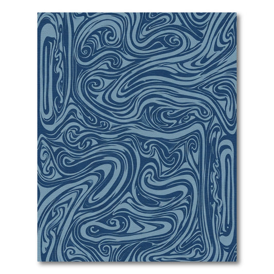 Deep Blue Swirling Abstract Lines Rug