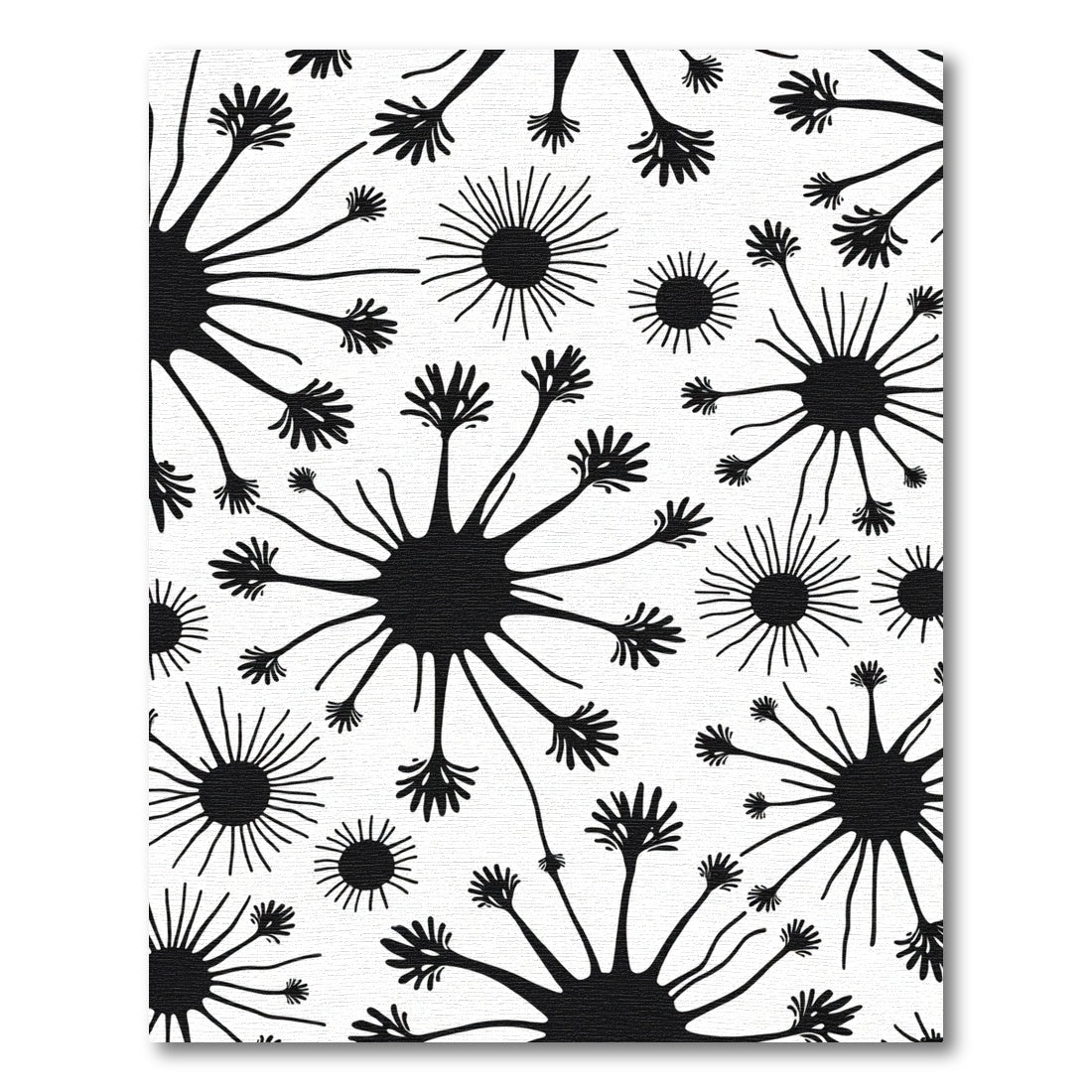Black White Dandelion Seed Spray Rug