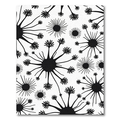 Black White Dandelion Seed Spray Rug