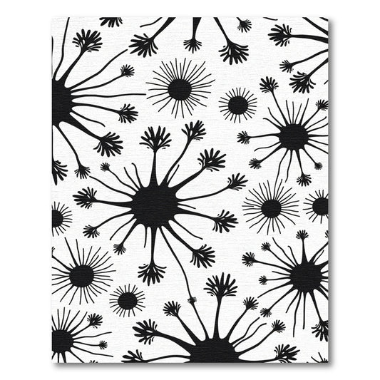 Black White Dandelion Seed Spray Rug