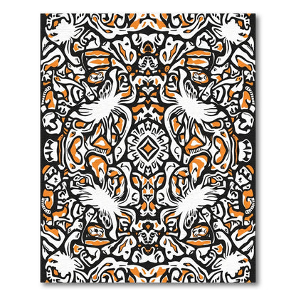 Bold Orange White Tribal Medallion Rug