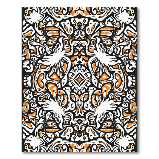 Bold Orange White Tribal Medallion Rug