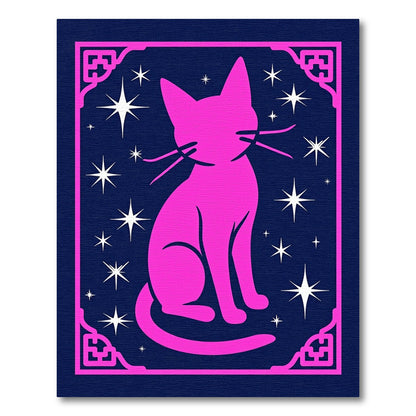 Hot Pink Cat Among Stars Rug