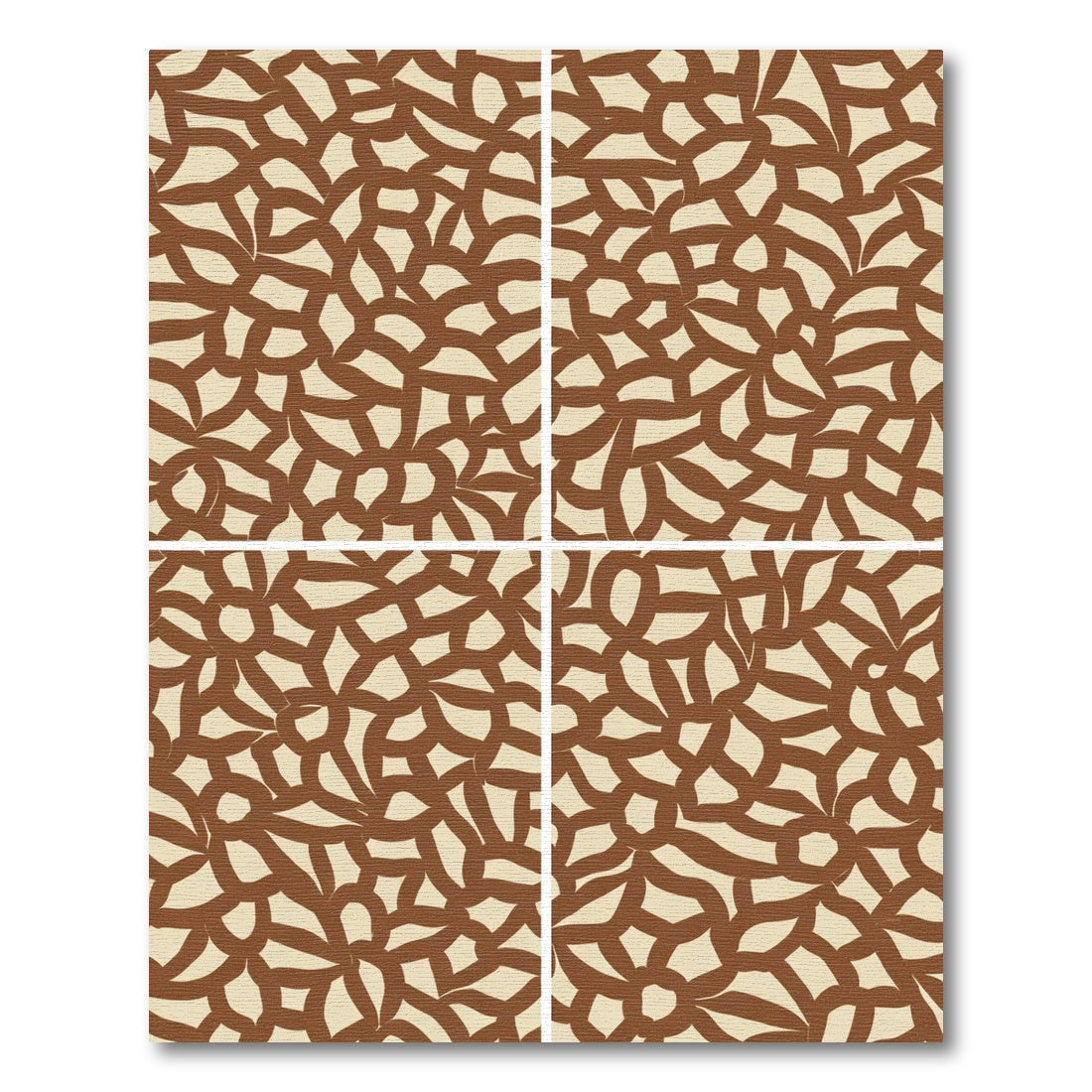 Brown Tan Abstract Floral Swirl Rug