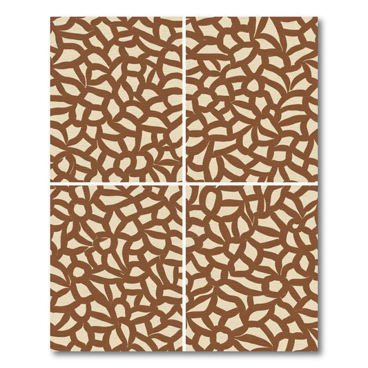 Brown Tan Abstract Floral Swirl Rug