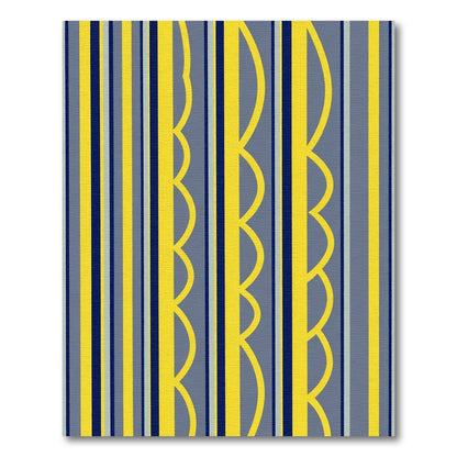 Bold Yellow Navy Grey Stripes Rug