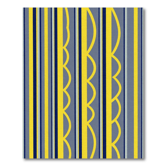 Bold Yellow Navy Grey Stripes Rug