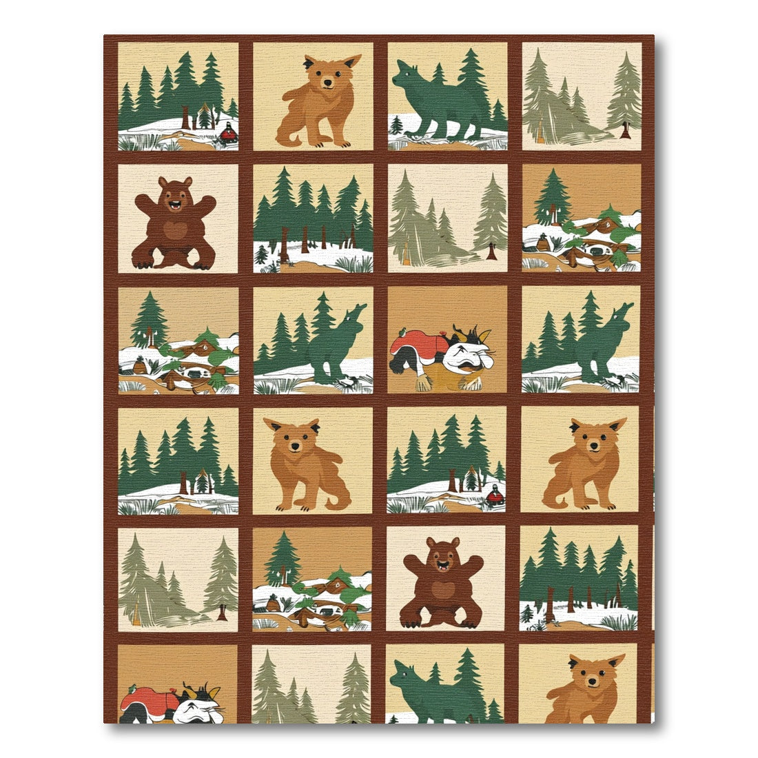 Woodland Animals Forest Scene Medallions Rug