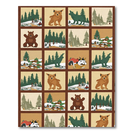 Woodland Animals Forest Scene Medallions Rug
