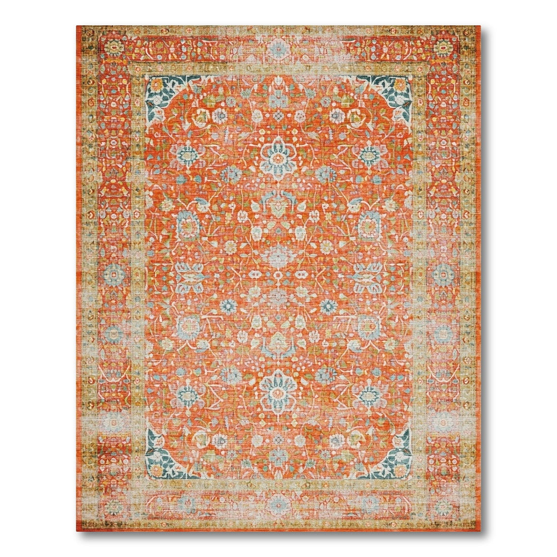 Orange Floral Vintage No. 38 Area Rug