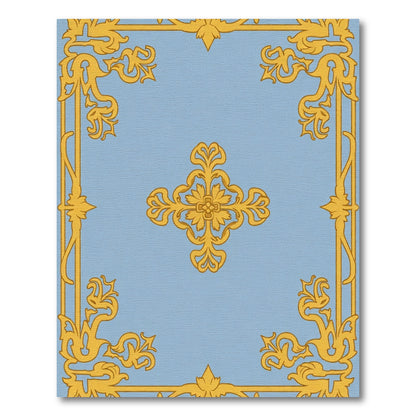 Golden Rococo Scrollwork Medallion Rug