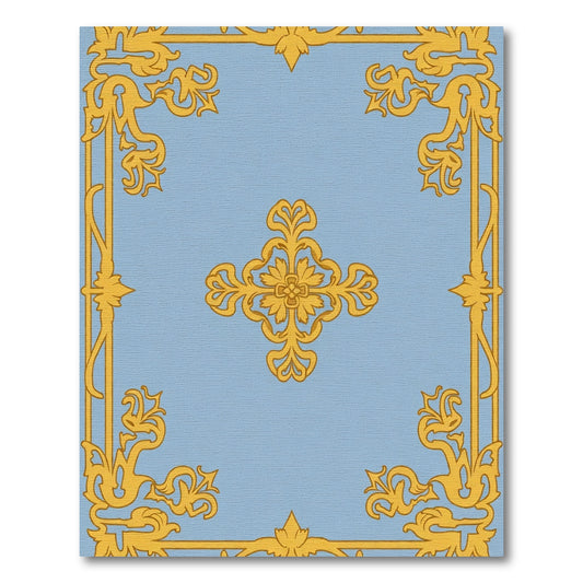 Golden Rococo Scrollwork Medallion Rug